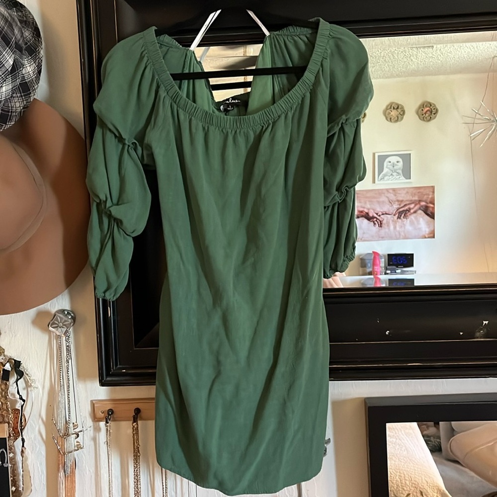 Olive Green Women's Off-Shoulder Dress